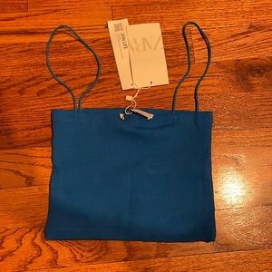 Zara Blue Spaghetti Strap Crop Tank